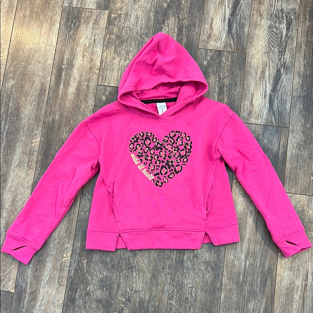 bcg Pink Hoodie with Heart Design and Long Sleeves